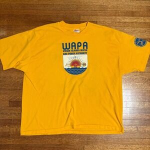 Vintage WAPA Virgin Islands Power Authority T Shirt XXL Hanes‎ 50/50 Yellow USA